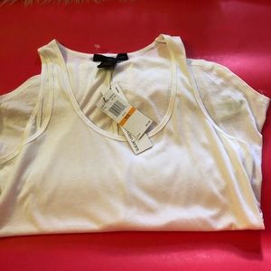 Calvin Klein sleeveless white tee top.